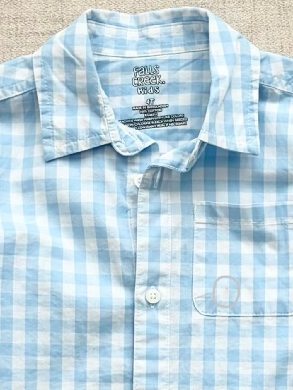 Falls Creek Boys Long Sleeve Gingham Button Down Shirt Size 4T
